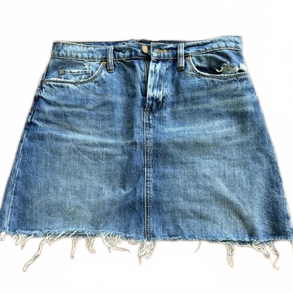 [BLANKNYC] Raw Hem Denim Mini Skirt Blue‎ Distressed Cutoff Size 28